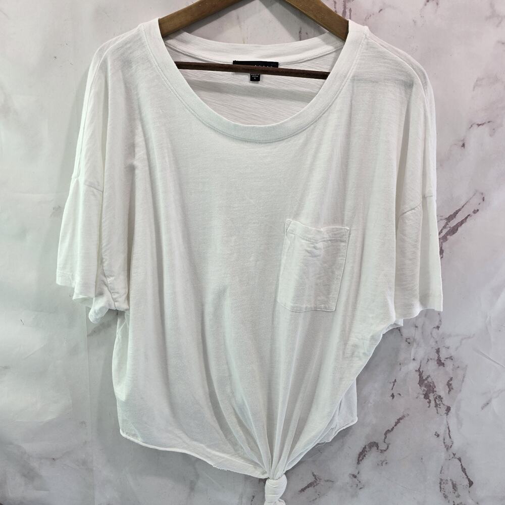 Anthropologie T Shirt Womens Small White Knot Toe Slouchy Sanctuary Tee Pocket